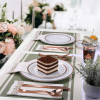 Focusline [175pack] Disposable Dinnerware Set 25 Guest-50 Rose Gold Rim Plastic Plates-25 Rose Gold Plastic Silverware-25 Rose Gold Plastic Cups-25 Li