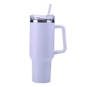 30OZ Straw Coffee Insulation Cup With Handle Portable Car Stainless Steel Water Bottle LargeCapacity Travel BPA Free Thermal Mug (capacity: 1PC, Color: 30oz White)